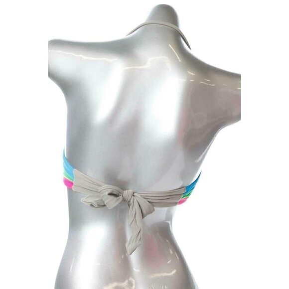 NWT ABS Allen Schwartz Neon Pink Blue Bandeau Strapless Bikini Top - Picture 8 of 8